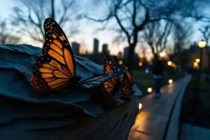 Configuração de Luzes Suaves para Fotografia de Borboletas Urbanas Adormecidas em Parques de Pequeno Porte